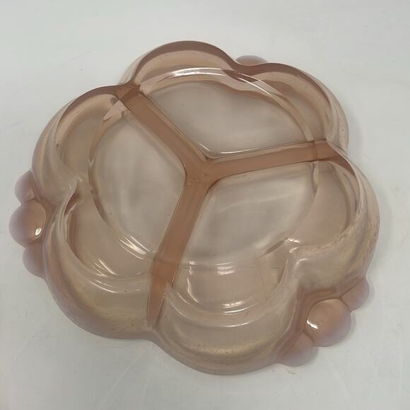 Vintage Duncan Miller Canterbury Pink Opalescent Covered Divided Lidded Dish - Picture 6 of 6